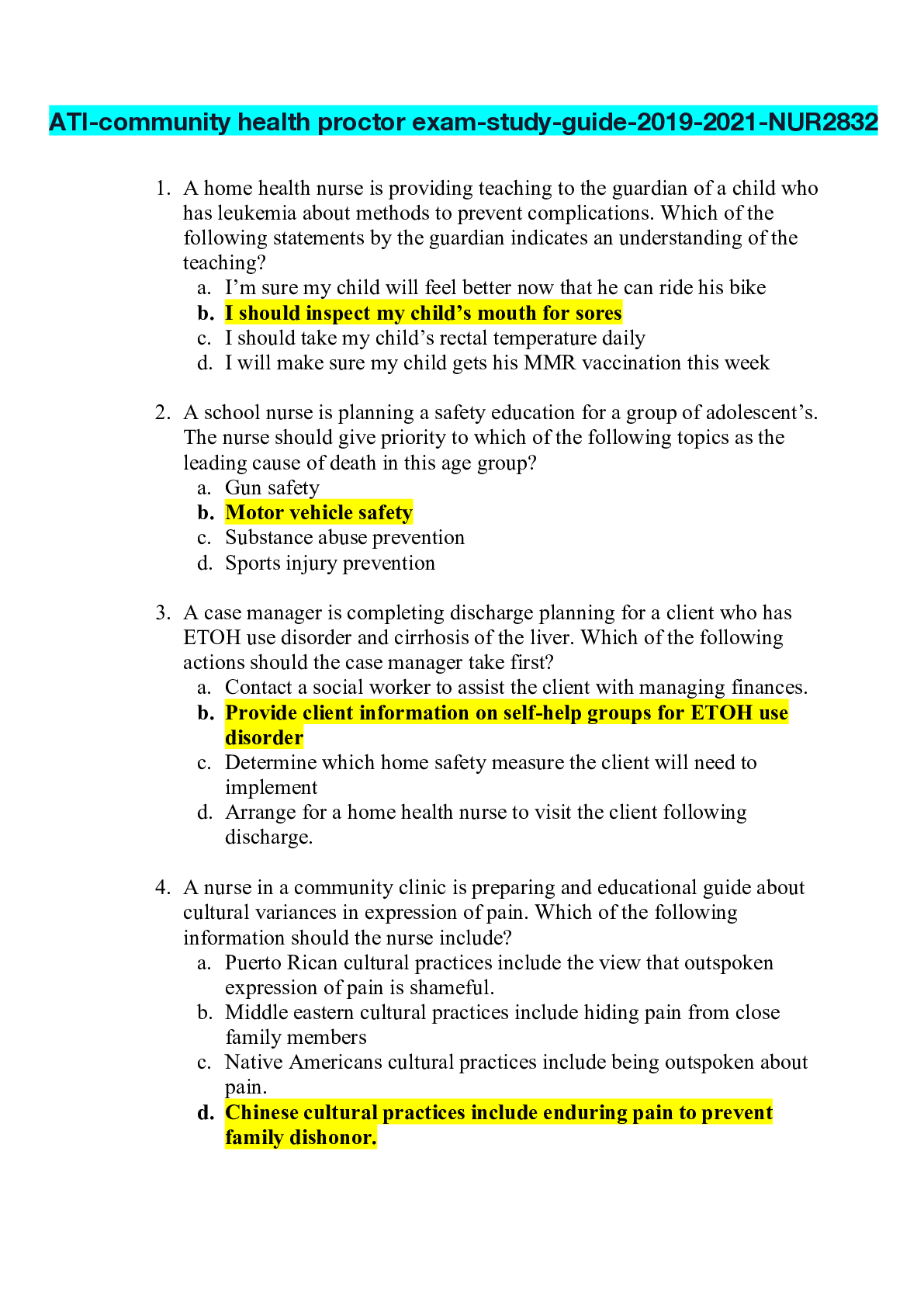 Preview of ATI-community health proctor exam-study-guide-2019-2021-NUR2832.pdf